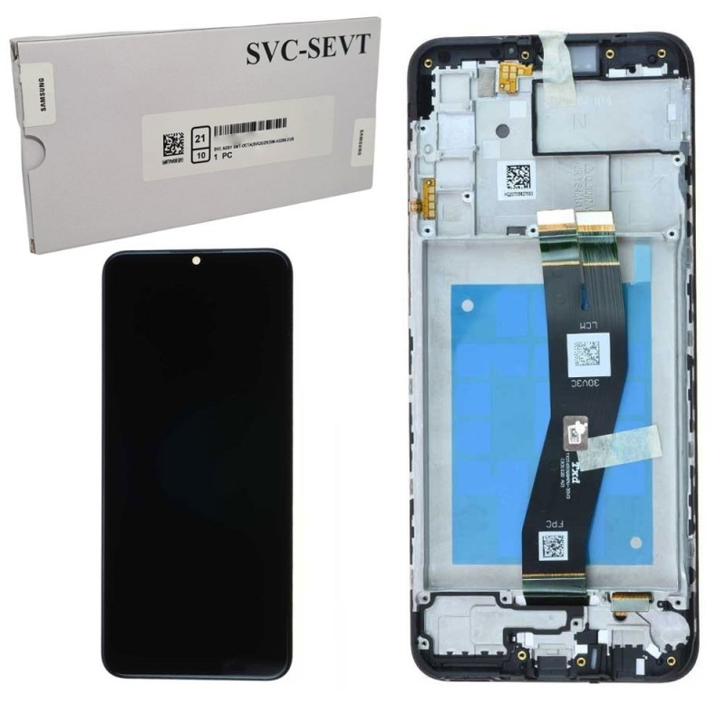 Samsung SERVICE PACK Display LCD ORIGINALE + Frame Per Galaxy A03S SM-A037F (F VERSION) | Nero