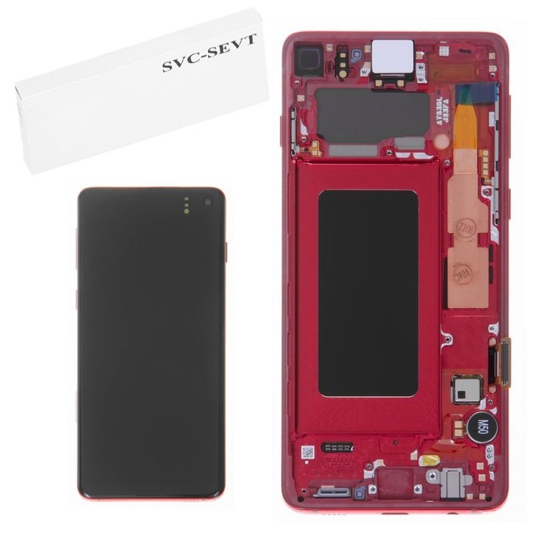 Samsung Service Pack Original LCD Display + Frame For Galaxy G973 S10 | Cardinal Red Red