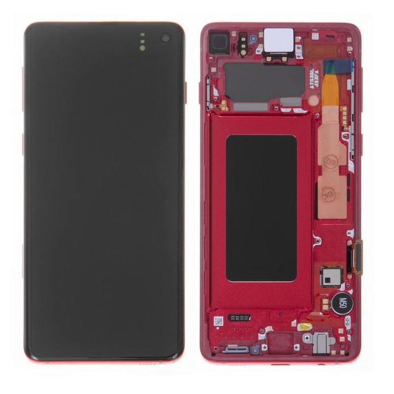 Samsung Service Pack Original LCD Display + Frame For Galaxy G973 S10 | Cardinal Red Red