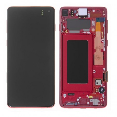 Samsung Service Pack Original LCD Display + Frame For Galaxy G973 S10 | Cardinal Red Red