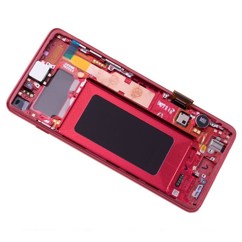 Samsung SERVICE PACK Display LCD ORIGINALE + Frame Per Galaxy G973 S10 | Cardinal Red Rosso