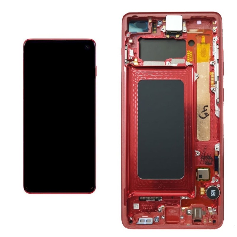 Samsung Service Pack Original LCD Display + Frame For Galaxy G975 S10+ Plus | Cardinal Red Red