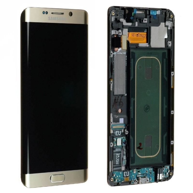 Samsung SERVICE PACK Display LCD ORIGINALE + Frame Per Galaxy S6 EDGE PLUS G928F | Gold