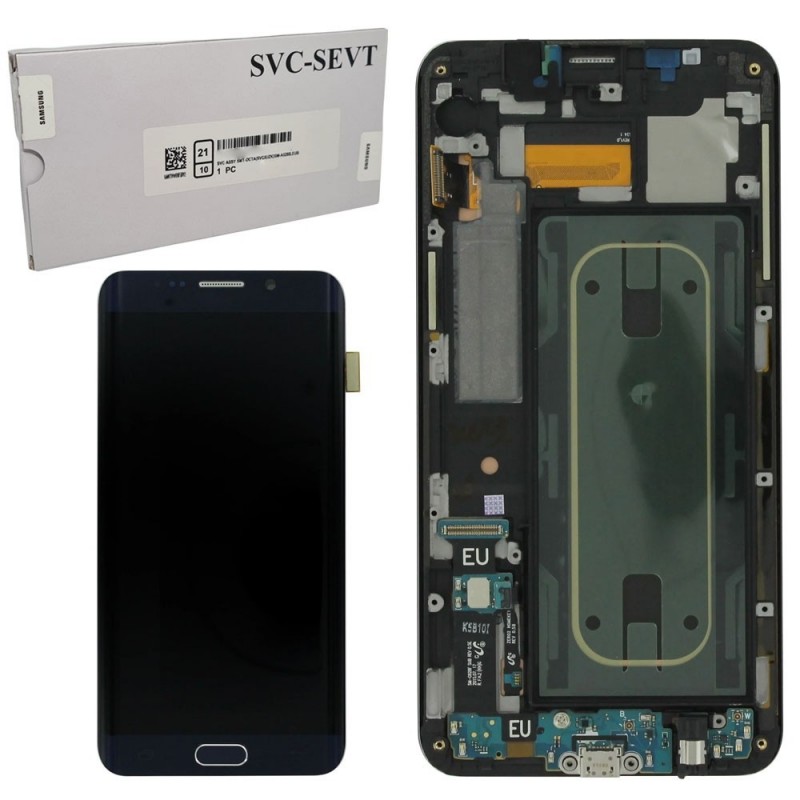 Samsung SERVICE PACK Display LCD ORIGINALE + Frame Per Galaxy S6 EDGE PLUS G928F | Nero