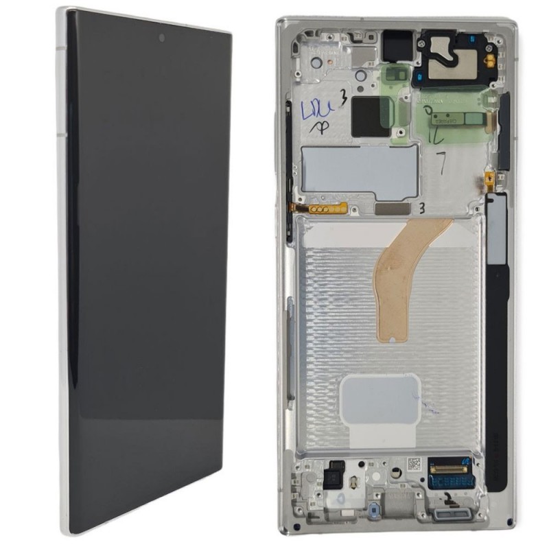 Samsung SERVICE PACK Display LCD ORIGINALE + Frame Per Galaxy S908 S22 Ultra 5G | Phantom White