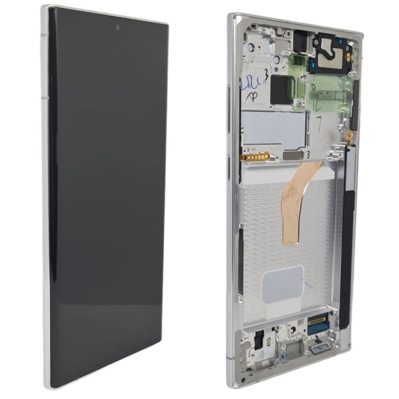 Samsung Service Pack Original LCD Display + Frame For Galaxy S908 S22 Ultra 5G | Phantom White
