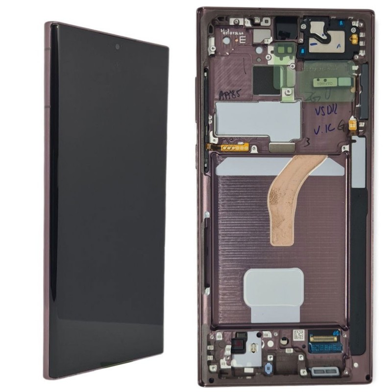 Samsung SERVICE PACK Display LCD ORIGINALE + Frame Per Galaxy S908 S22 Ultra 5G | Burgundy