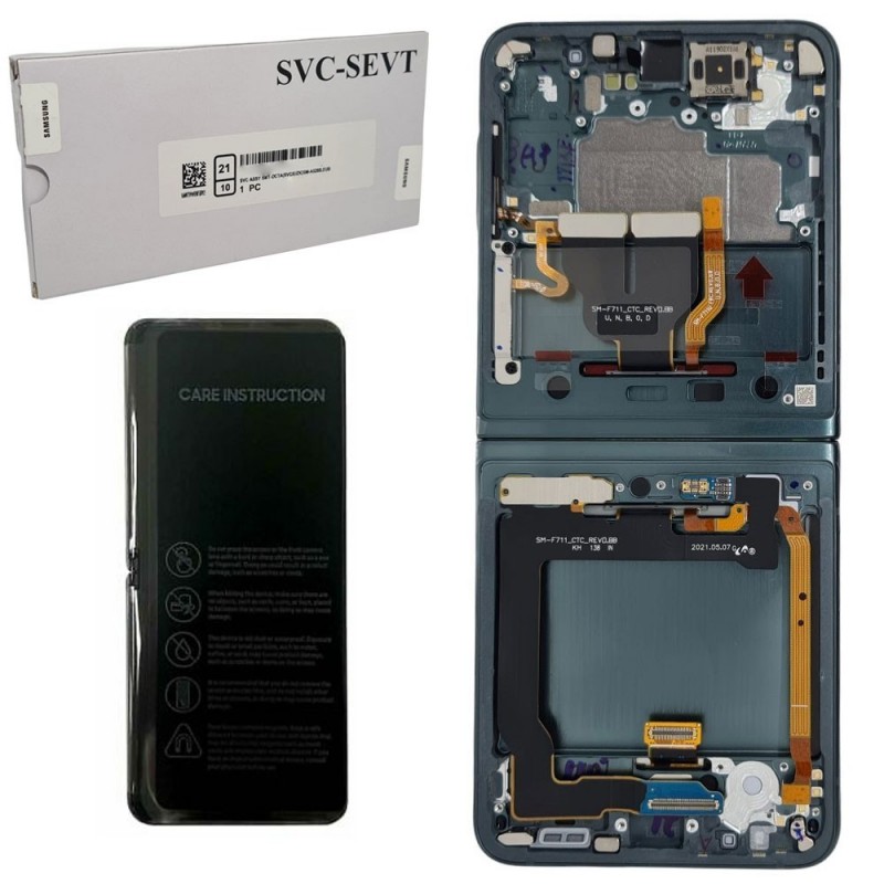 Samsung SERVICE PACK Display LCD ORIGINALE + Frame Per Galaxy Z Flip 3 5g F711 NO CAM | Verde