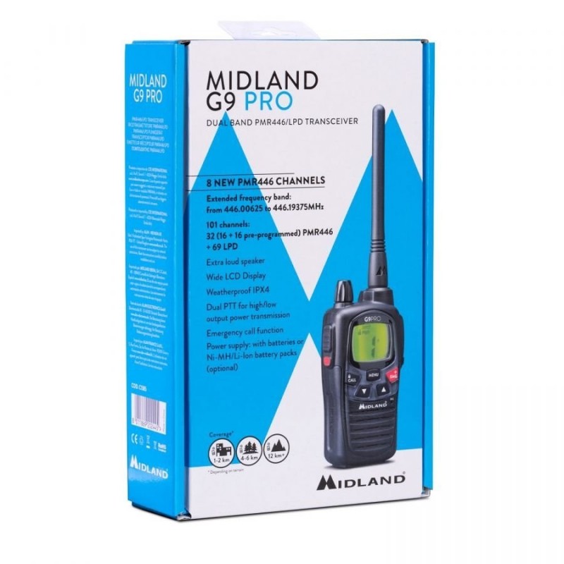MIDLAND G9 PRO RADIO WALKIE TALKIE WITH DESKTOP CHARGER 4 1800MAH BATTERIES INCLUDED MIDLAND G9 PRO RADIO WALKIE TALKIE WITH DESKTOP CHARGER 4 1800MAH BATTERIES INCLUDED