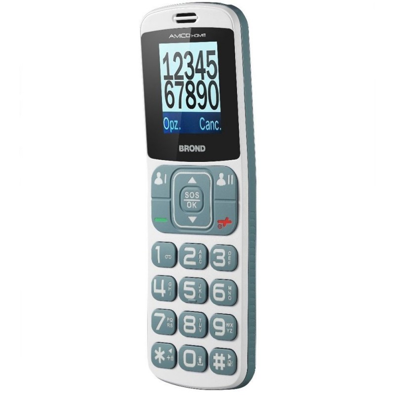 BRONDI AmicoHome Senior Cell Phone with Dual SIM and Remote Control | White and Gray