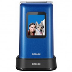 Immagine prodotto BRONDI Amico Prezioso Telefono Cellulare Senior DualSim Fotocamera 1.3 MP Controllo Remoto | Blu Metal