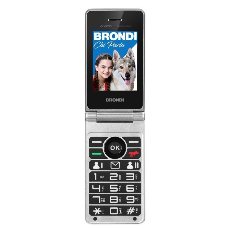 BRONDI Amico Prezioso Telefono Cellulare Senior DualSim Fotocamera 1.3 MP Controllo Remoto | Blu Metal