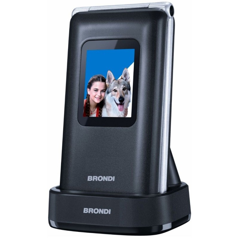 BRONDI Amico Prezioso Telefono Cellulare Senior DualSim Fotocamera 1.3 MP Controllo Remoto | Nero