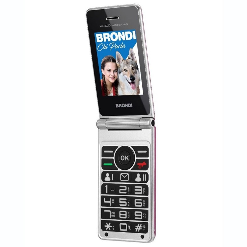 BRONDI Amico Prezioso Senior Cell Phone Dual SIM 1.3 MP Camera Remote Control | Purple