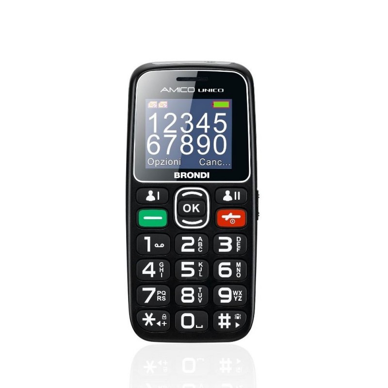 BRONDI Amico Unico Senior Cell Phone with Dual SIM, Expandable Memory, and Remote Control | Black BRONDI Amico Unico Senior Cell Phone with Dual SIM, Expandable Memory, and Remote Control | Black