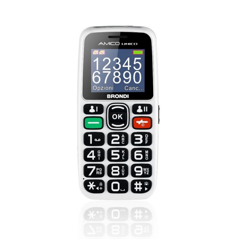 BRONDI Amico Unico Senior Cell Phone with Dual SIM, Expandable Memory, Remote Control | White BRONDI Amico Unico Senior Cell Phone with Dual SIM, Expandable Memory, Remote Control | White
