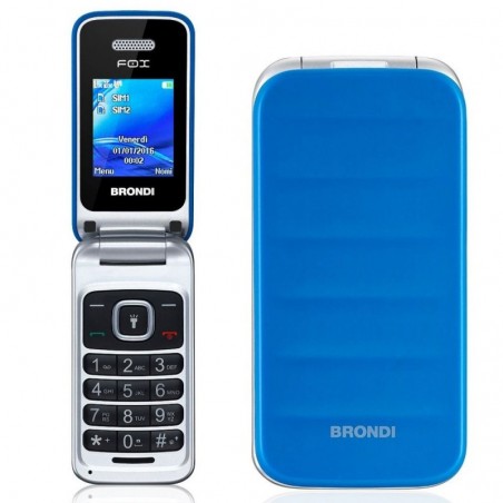 Buy Brondi FOX GSM Quadri Band Telefono Cellulare A Conchiglia Dual Sim | Blu online