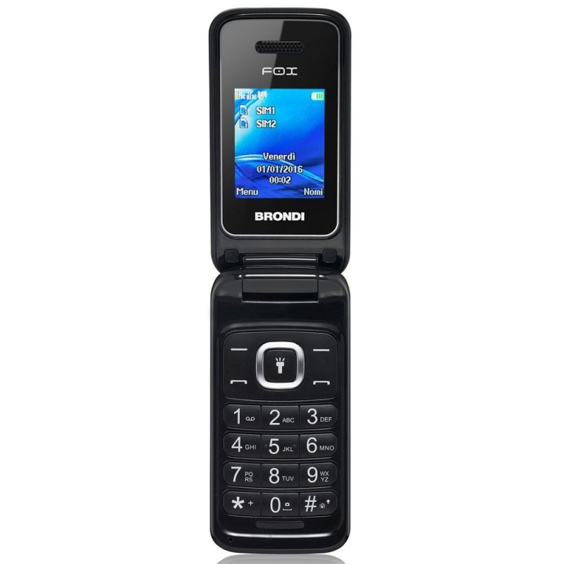 BRONDI FOX GSM Quad Band Dual Sim Flip Cell Phone | Black