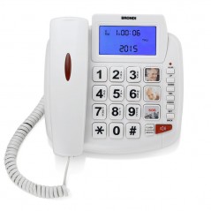 Immagine prodotto BRONDI Bravo 90 LCD Telefono Fisso per Anziani Fascia Senior Grandi Tasti Ampio Display Vivavoce | Bianco