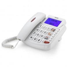 BRONDI Bravo 90 LCD Landline Phone for the Elderly, Seniors, Large Buttons, Large Display, Hands-Free Calling | White
