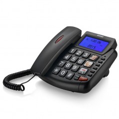BRONDI Bravo 90 LCD Landline Phone for the Elderly, Seniors, Large Buttons, Large Display, Hands-Free Calling | Black