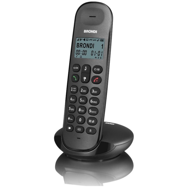 Brondi LOTUS Telefono Cordless Vivavoce Eco Dect Sveglia Rubrica | Nero
