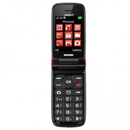 Brondi MAGNUM 4 GSM Quad Band Cell Phone with Maxi Display, Dual Sim, Camera | Red