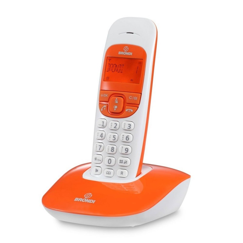 Brondi NICE Cordless Phone with Adjustable Volume and Large Display | White and Orange Brondi NICE Cordless Phone with Adjustable Volume and Large Display | White and Orange