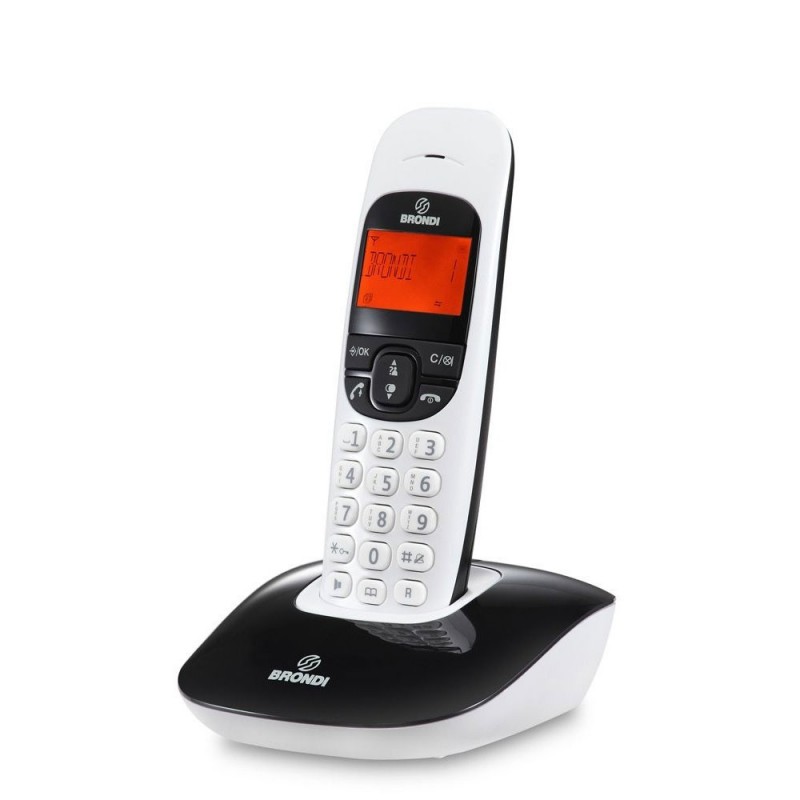 Brondi NICE Cordless Phone with Adjustable Volume and Large Display | Black and White