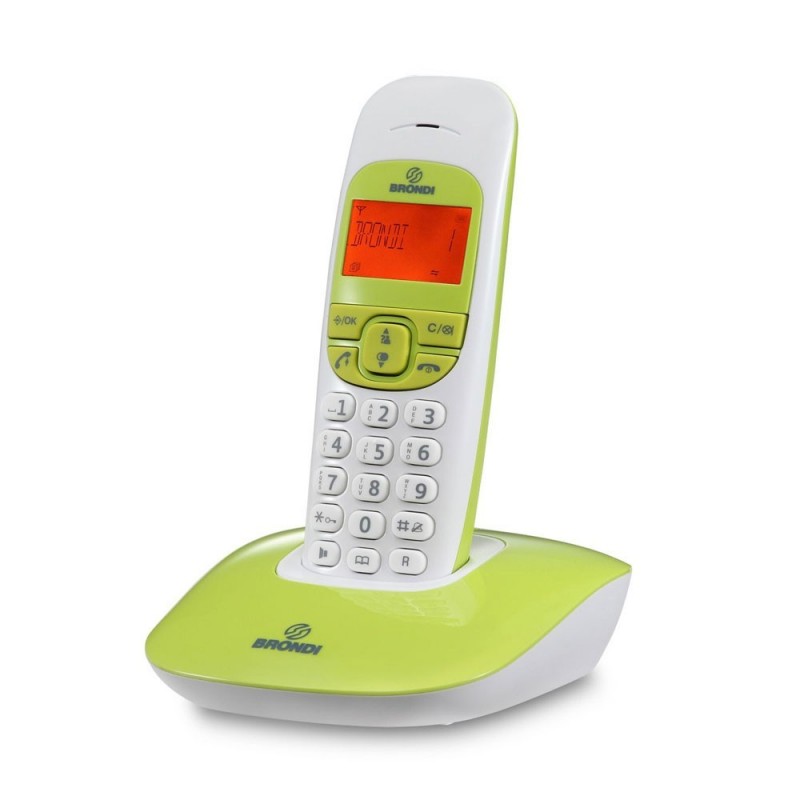 Brondi NICE Cordless Phone with Adjustable Volume and Large Display | White and Green Brondi NICE Cordless Phone with Adjustable Volume and Large Display | White and Green