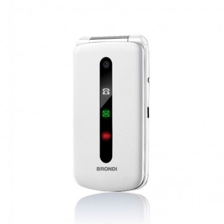 Brondi PRESIDENT Cellulare Ultra Sottile e con Icone LED sul Flip Fotocamera 1.3MP Dual Sim | Bianco