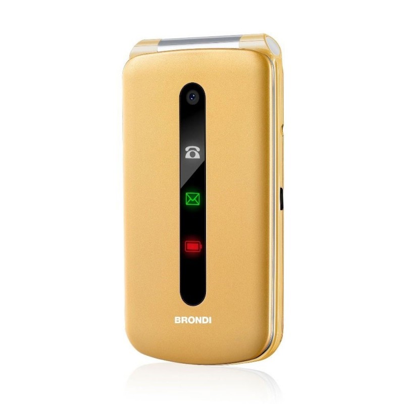 Brondi PRESIDENT Cellulare Ultra Sottile e con Icone LED sul Flip Fotocamera 1.3MP Dual Sim | Gold Brondi PRESIDENT Cellulare Ultra Sottile e con Icone LED sul Flip Fotocamera 1.3MP Dual Sim | Gold