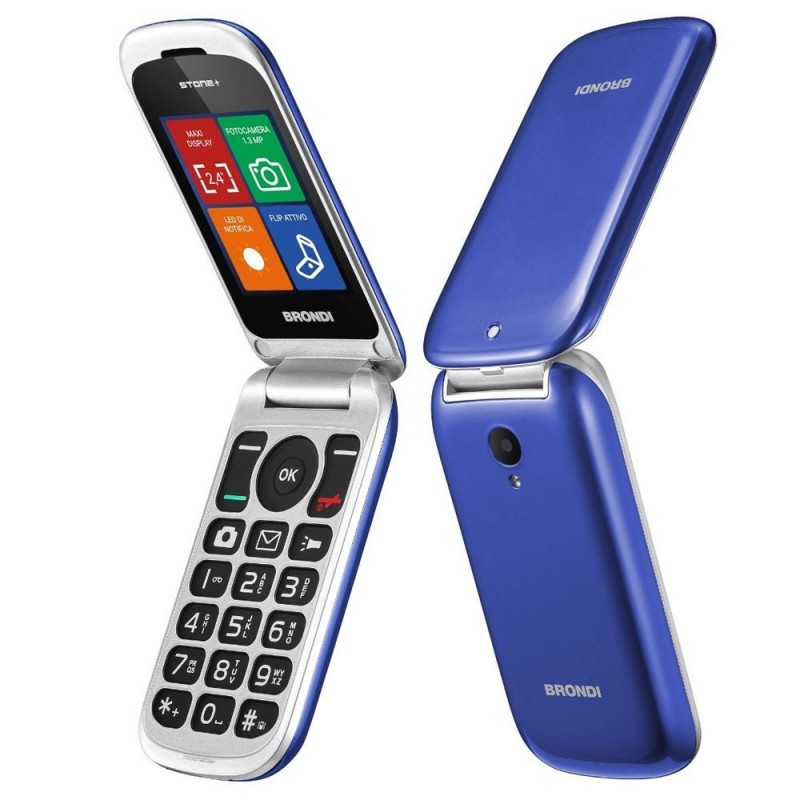 Brondi STONE+ Cellulare Ultra Sottile Dual Sim Fotocamera da 1.3Mp con LED FLASH | Blu
