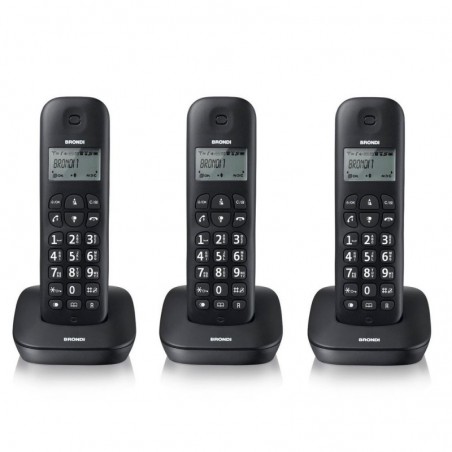 Product image BRONDI GALA TRIPLO Telefono Cordless Funzione ECO DECT Schermo Grande Sveglia | Nero