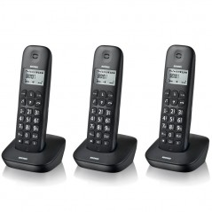BRONDI GALA TRIO Cordless Phone with ECO DECT Function, Large Screen, Alarm Clock | Black