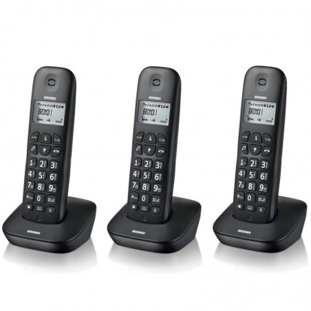 BRONDI GALA TRIO Cordless Phone with ECO DECT Function, Large Screen, Alarm Clock | Black
