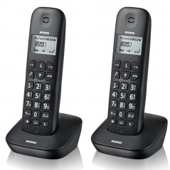 BRONDI GALA TWIN Cordless Phone with ECO DECT Function, Large Screen, Alarm Clock | Black