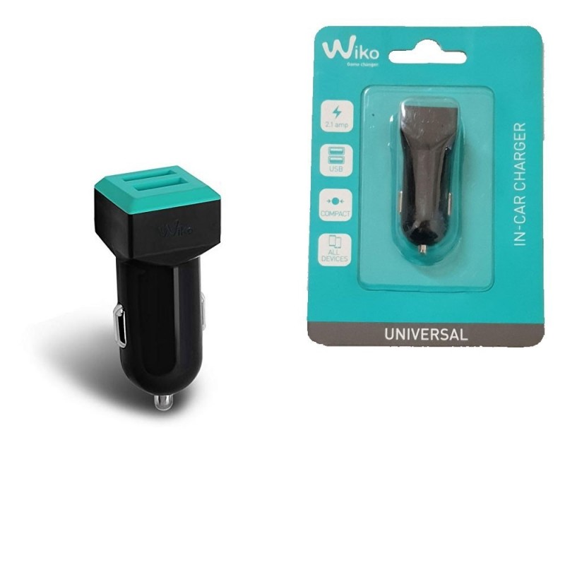 Wiko Car Charger 2 USB 2.1A Black and Green