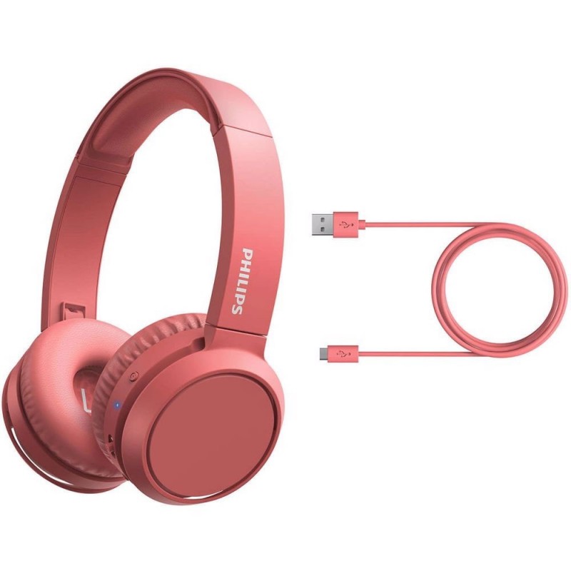 Philips Cuffie Bluetooth Con tasto Bass Boost Cuffia Wireless Over Ear TAH4205 | Rosso