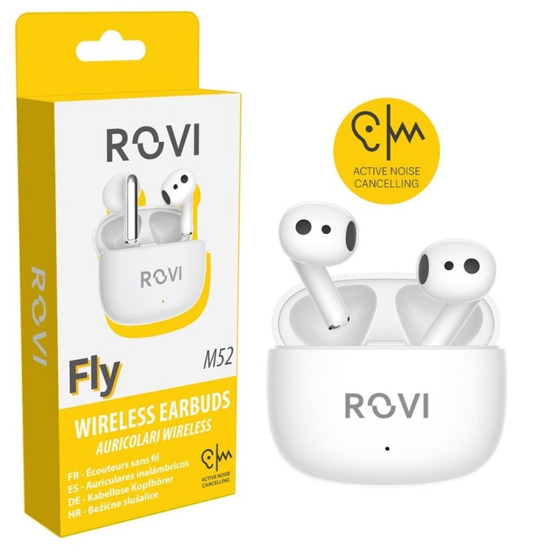Rovi Auricolare Bluetooth True Wireless M52 FLY Con Noise Cancelling Bianco