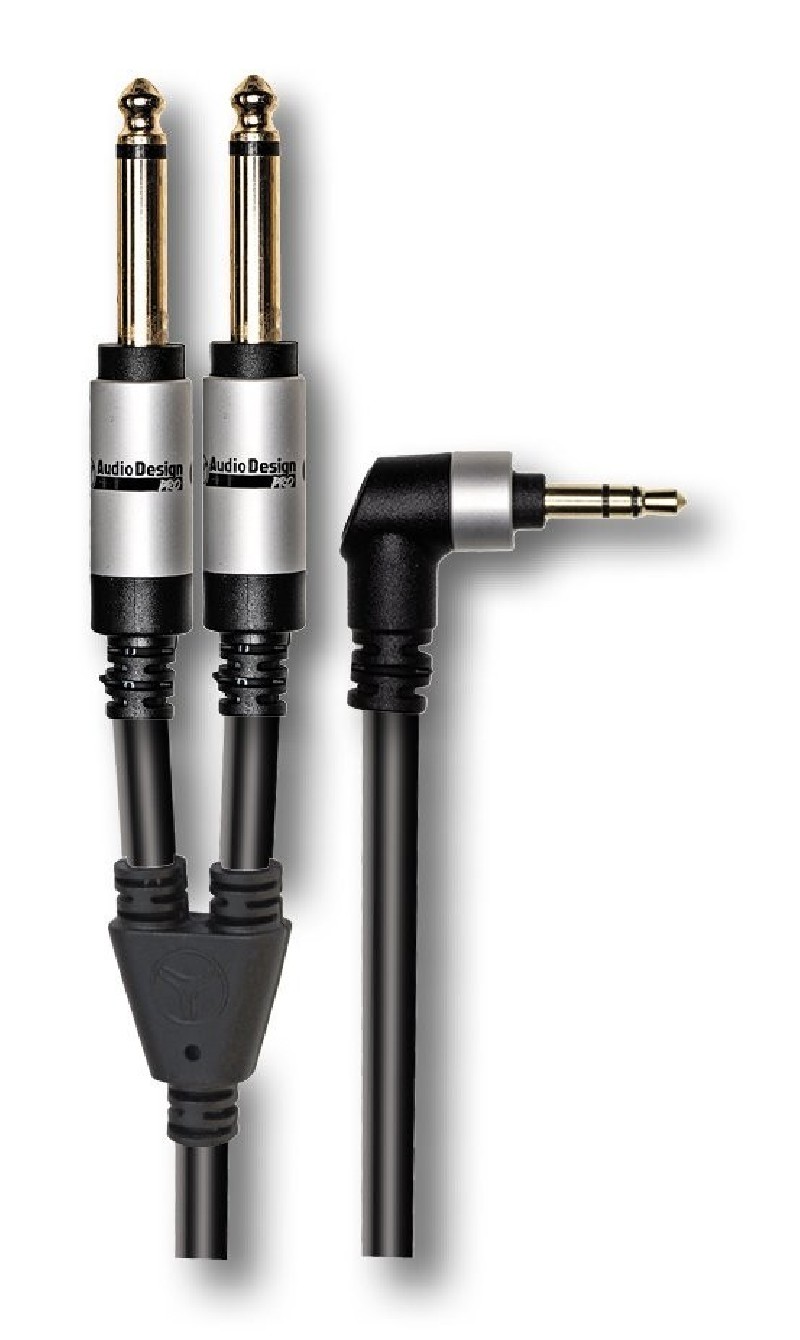 AUDIODESIGN PRO X-PRO Adapter Cable from 1 Jack 3.5 Stereo 90Â° to 2 Jacks 6.3 M Mono 3 mt