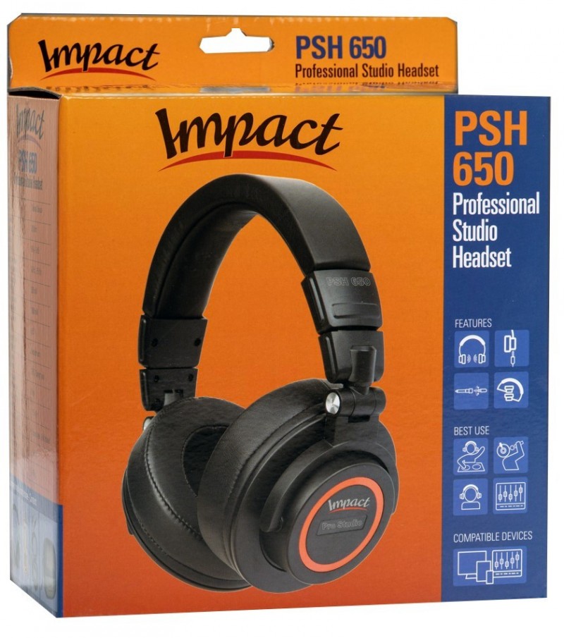 AUDIODESIGN PRO IMPACT PSH650 Pro Studio On-Ear Headphones with 4m Detachable Cable + Hard Case