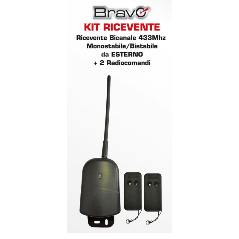 Bravo Universal 433Mhz External Receiver Kit for Automatic Gates and Other Uses + 2 Remote Controls