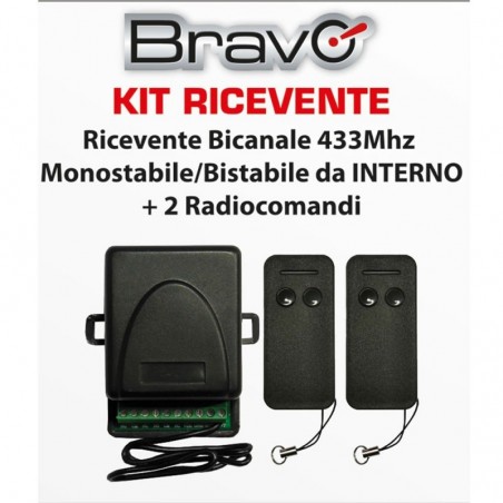 Product image Bravo Kit Ricevente Universale 433Mhz Da Interno Per Cancelli Automatici + 2 Radiocomandi