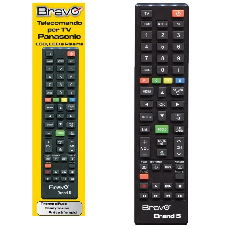 Bravo BRAND 5 Replacement Remote Control for PANASONIC TVs