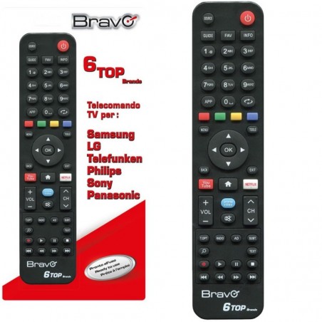 Product image Bravo Telecomando di Ricambio Universale 6 Top Brands (SAMSUNG - LG - TELEFUNKEN - PHILIPS - SONY - PANASONIC)
