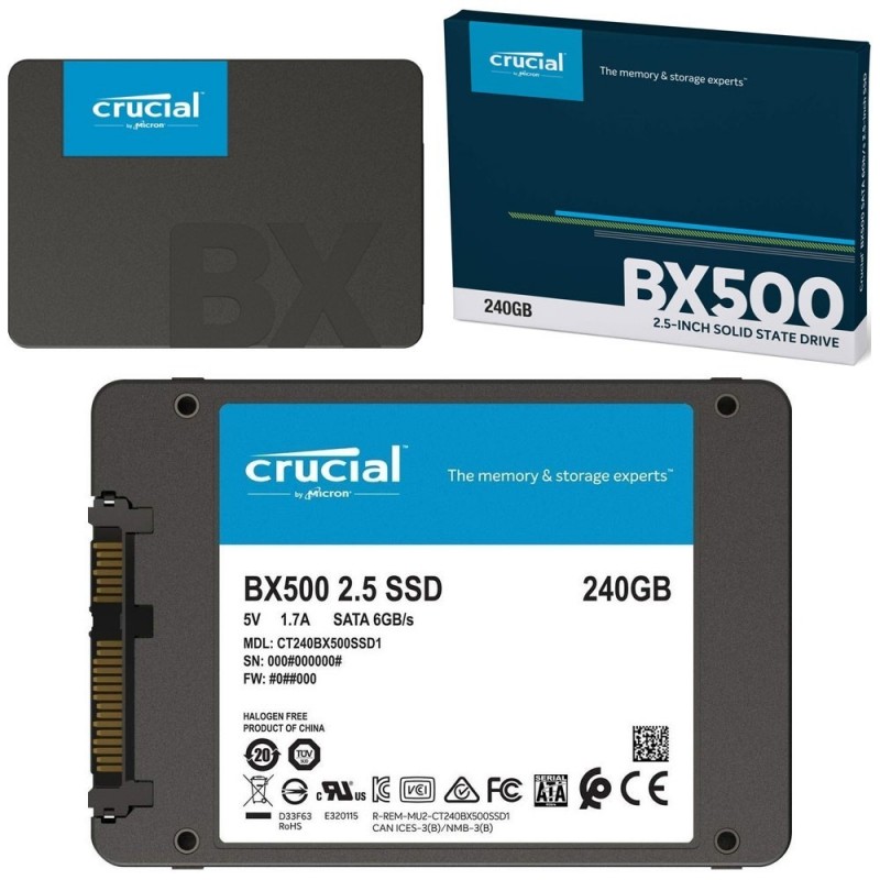 Crucial BX500 2.5" 240GB Internal SSD up to 540 MB/s Solid State Crucial BX500 2.5" 240GB Internal SSD up to 540 MB/s Solid State