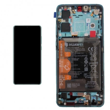 Discover Huawei SERVICE PACK Display LCD ORIGINALE + Frame e Batteria Per P30 | ELE-L29 ELE-L09 ELE-L04 | Aurora Blue | New deta