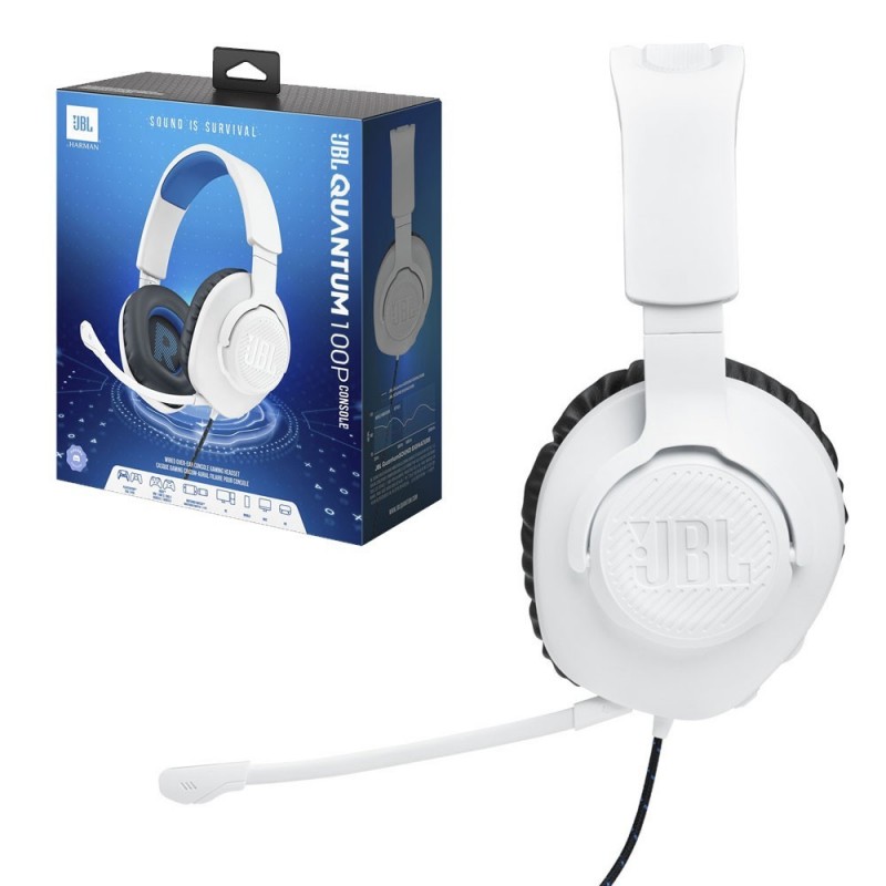 JBL QUANTUM 100P Cuffia Gaming Over-Ear Con Filo Bianco/Blu JBL QUANTUM 100P Cuffia Gaming Over-Ear Con Filo Bianco/Blu