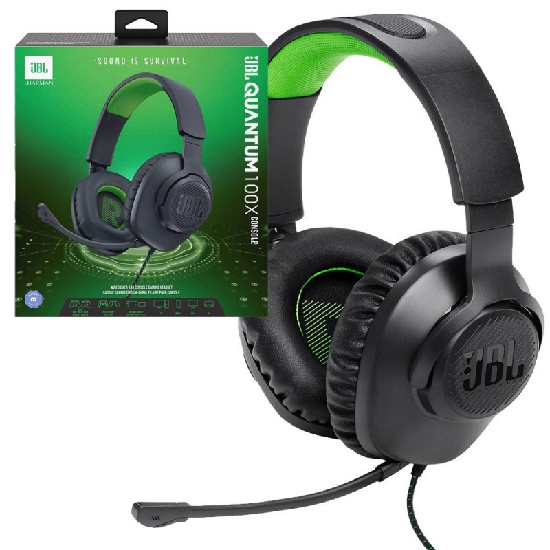 JBL QUANTUM 100X Wired Over-Ear Gaming Headset Black/Green
